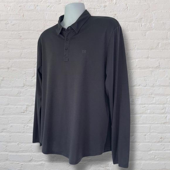 TravisMathew Long Sleeve Polo Shirt Men’s XL Gray Performance Stretch Golf - Picture 4 of 8